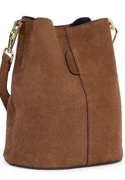 Geanta dama din piele intoarsa Milena maro imagine