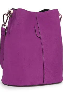 Geanta dama din piele intoarsa Milena mov imagine