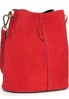 Geanta dama din piele intoarsa Milena rosie imagine