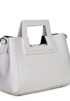 Geanta dama din piele naturala Armina alba imagine