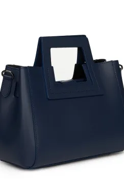 Geanta dama din piele naturala Armina bleumarin imagine