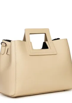 Geanta dama din piele naturala Armina crem imagine