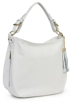 Geanta dama din piele naturala Edina alba imagine