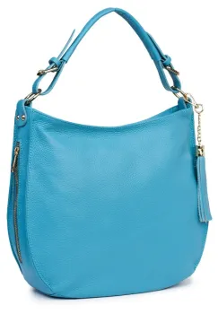 Geanta dama din piele naturala Edina bleu imagine