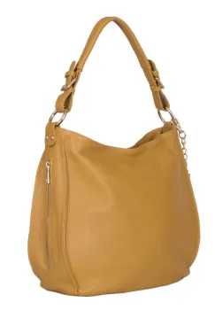 Geanta dama din piele naturala Edina galbena imagine