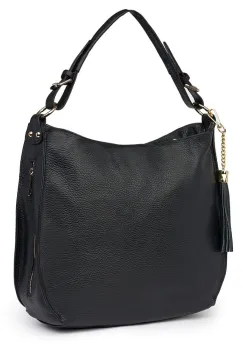 Geanta dama din piele naturala Edina neagra imagine