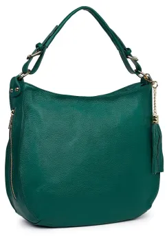 Geanta dama din piele naturala Edina verde marin imagine