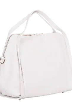 Geanta dama din piele naturala Evelyn alba imagine