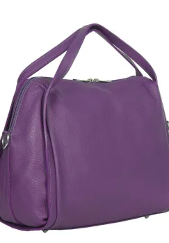 Geanta dama din piele naturala Evelyn mov imagine