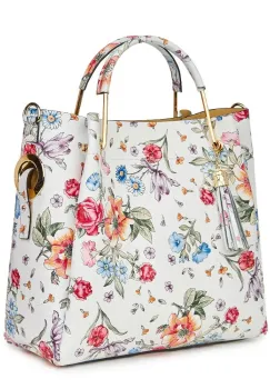 Geanta dama din piele naturala Fabiana cu model floral imagine