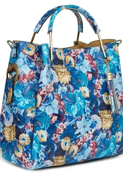 Geanta dama din piele naturala Fabiana cu model floral FF2 imagine