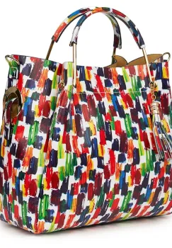 Geanta dama din piele naturala Fabiana cu model multicolor imagine