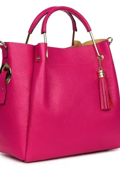 Geanta dama din piele naturala Fabiana fucsia imagine