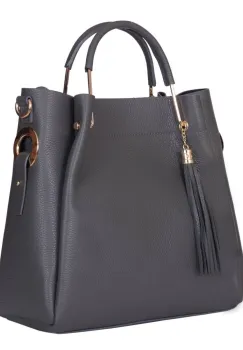 Geanta dama din piele naturala Fabiana gri imagine