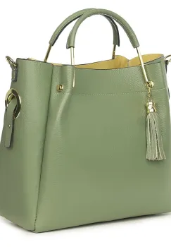 Geanta dama din piele naturala Fabiana verde fistic imagine