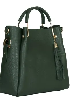 Geanta dama din piele naturala Fabiana verde inchis imagine
