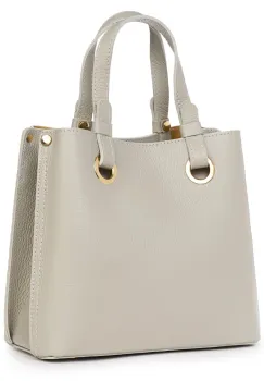 Geanta dama din piele naturala Ilona gri deschis imagine