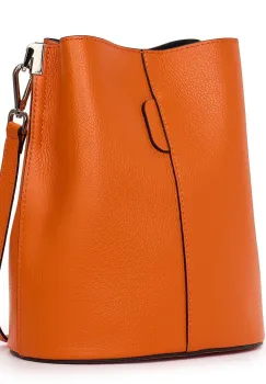 Geanta dama din piele naturala Mimosa portocalie imagine