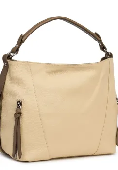 Geanta dama din piele naturala Samira crem/bej imagine