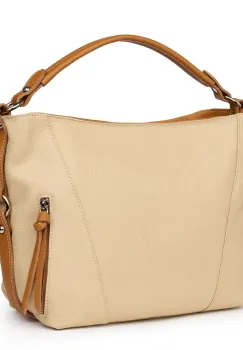 Geanta dama din piele naturala Samira crem/coniac imagine