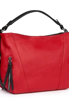 Geanta dama din piele naturala Samira rosu/negru imagine