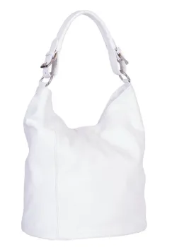 Geanta dama din piele naturala Silvia alba imagine