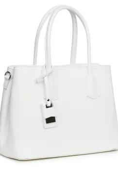 Geanta dama din piele naturala Valentina alba imagine