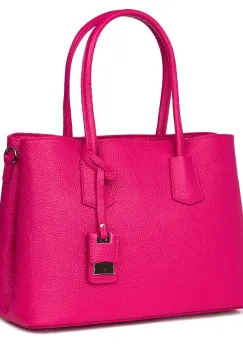 Geanta dama din piele naturala Valentina fucsia imagine