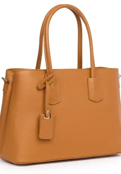 Geanta dama din piele naturala Valentina maro deschis imagine