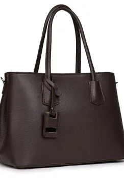 Geanta dama din piele naturala Valentina maro inchis imagine