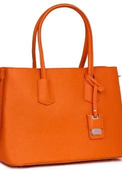 Geanta dama din piele naturala Valentina portocalie imagine