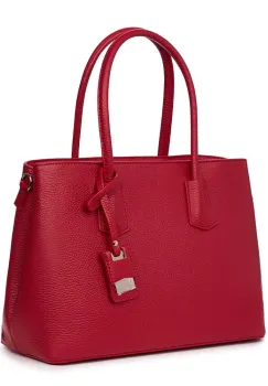 Geanta dama din piele naturala Valentina rosu inchis imagine