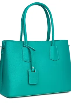 Geanta dama din piele naturala Valentina turcoaz imagine
