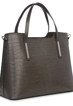 Geanta din piele amprentata Carolina gri imagine