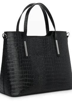 Geanta din piele amprentata Carolina neagra imagine