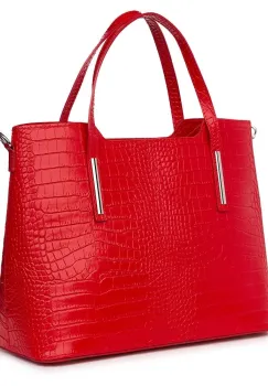 Geanta din piele amprentata Carolina rosie imagine