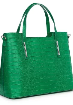 Geanta din piele amprentata Carolina verde imagine