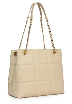 Geanta din piele matlasata Azaleea crem imagine