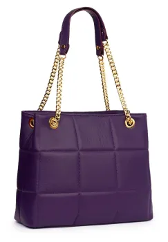 Geanta din piele matlasata Azaleea mov imagine