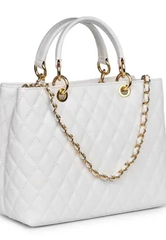 Geanta din piele matlasata Gisella alba imagine