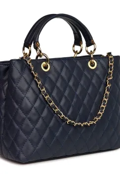 Geanta din piele matlasata Gisella bleumarin imagine