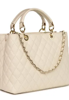 Geanta din piele matlasata Gisella crem imagine