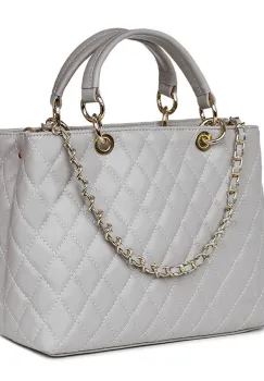 Geanta din piele matlasata Gisella gri imagine