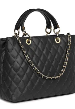 Geanta din piele matlasata Gisella neagra imagine