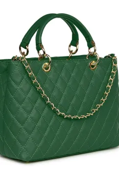 Geanta din piele matlasata Gisella verde inchis imagine