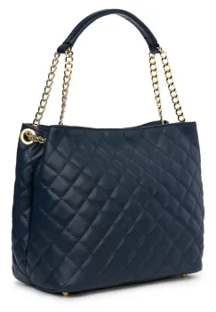 Geanta din piele matlasata Paloma bleumarin imagine