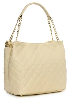 Geanta din piele matlasata Paloma crem imagine