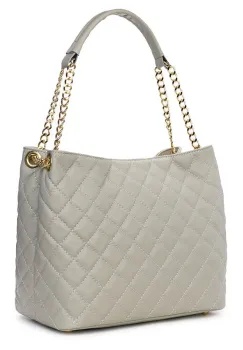 Geanta din piele matlasata Paloma gri imagine