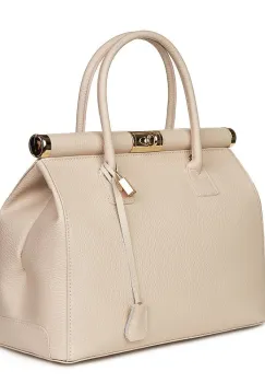 Geanta din piele naturala Bianca crem imagine