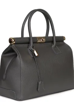 Geanta din piele naturala Bianca gri imagine